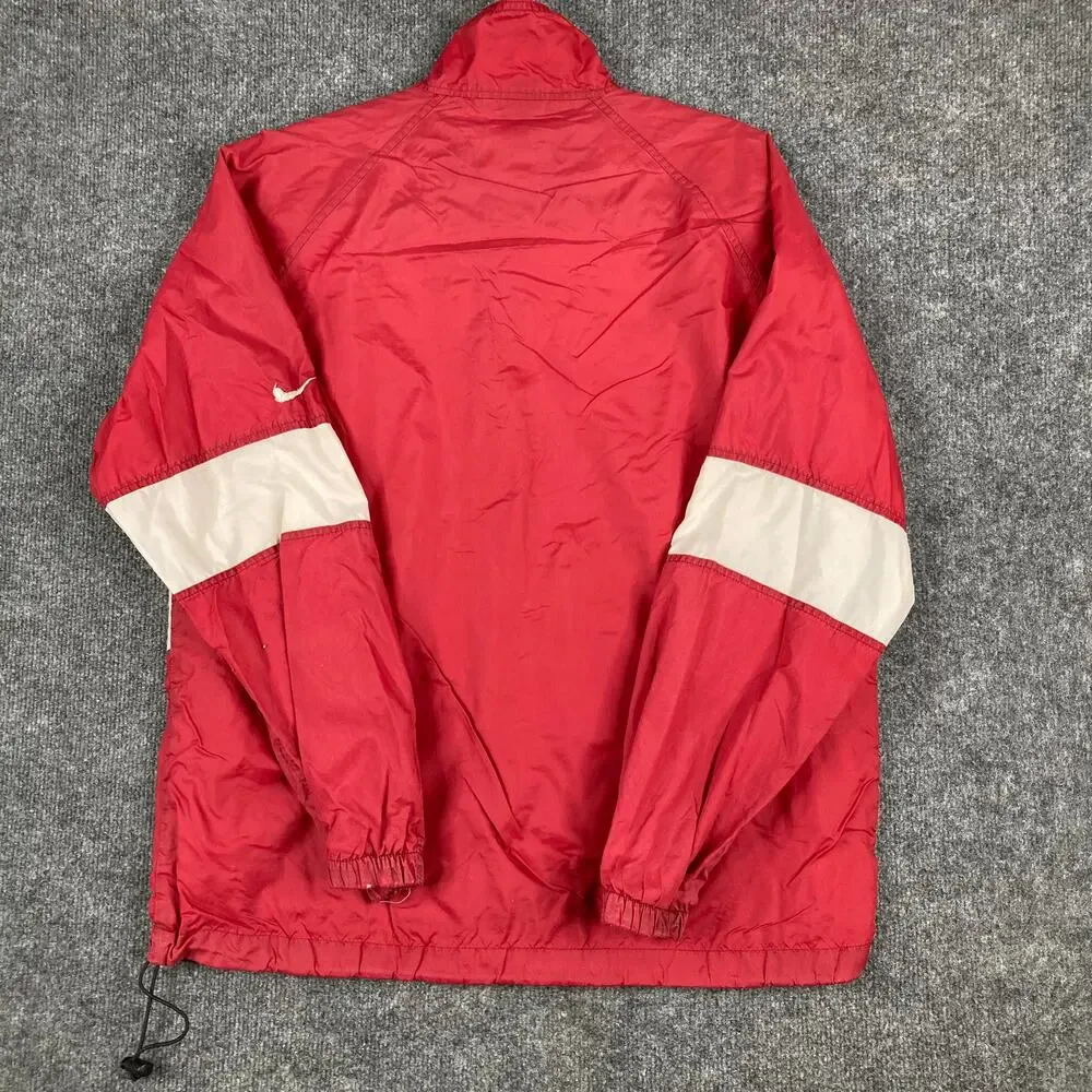 Nike Jacket Mens Size M Red‎ White Full Zip Mesh Lined Windbreaker Millard South